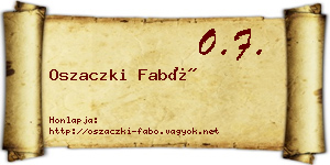 Oszaczki Fabó névjegykártya